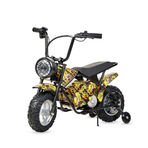 Mini moto eléctrica infantil en varios colores, incluye1 par de ruedines